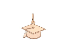 Cargar imagen en el visor de la galería, 18k rose gold small 12mm square academic cap graduation hat flat smooth pendant.
