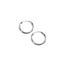 Cargar imagen en el visor de la galería, 18k white gold round circle hoop small earrings diameter 11mm x 1.2mm, Italy.