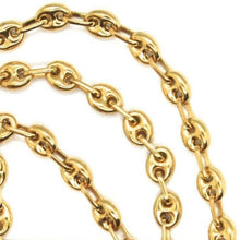 Cargar imagen en el visor de la galería, 18k yellow gold big mariner chain 4 mm, 24 inches, Italy made, rounded necklace.