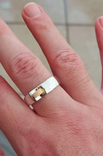 Cargar imagen en el visor de la galería, 18K WHITE ROSE GOLD MAN 6.5mm BAND RING MODERN TWO TONE SQUARED & SATIN.