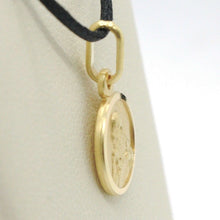 Load image into Gallery viewer, 18k yellow gold Scapular Our Lady of Mount Carmel Sacred Heart medal small 11mm Virgin Mary of Carmen pendant.