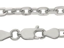 Load image into Gallery viewer, 18K WHITE GOLD SOLID CHAIN SQUARED CABLE 3.2mm OVAL LINKS, 24" 60cm ITALY MADE.