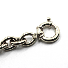 Cargar imagen en el visor de la galería, 18k white gold bracelet tubolar oval rolo puffed 8.5x10.5mm circle links, 7.9".