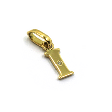 Load image into Gallery viewer, 18k yellow gold pendant charm small initial letter I, 10mm, 0.4", with diamond.