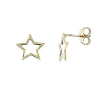 Load image into Gallery viewer, 18k white gold star 10mm 0.4" earrings, butterfly closure, made in Italy.