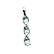 Load image into Gallery viewer, solid 18k white gold triple oval natural aquamarine carats 2.10, 29mm pendant.