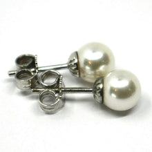 Load image into Gallery viewer, SOLID 18K WHITE GOLD STUDS EARRINGS, SALTWATER AKOYA PEARLS, DIAMETER 6.5/7 MM.