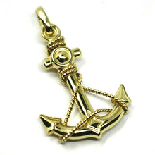 Load image into Gallery viewer, 18K YELLOW GOLD NAUTICAL BIG ANCHOR ROUNDED PENDANT, LENGHT 3 CM, 1.2".