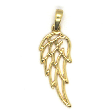 SOLID 18K YELLOW GOLD PENDANT MEDAL, STYLIZED ANGEL WING, WINGS, MADE IN ITALY.
