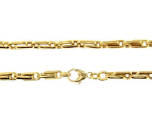 Cargar imagen en el visor de la galería, 18K YELLOW GOLD CHAIN ALTERNATE OVALS 4 MM, 20 INCHES, SQUARED TUBE NECKLACE.