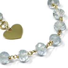 Load image into Gallery viewer, 18k yellow gold bracelet, oval faceted aquamarine, flat heart pendant.