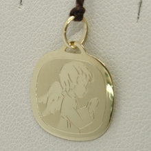 Load image into Gallery viewer, 18K YELLOW GOLD PENDANT SQUARE MEDAL GUARDIAN ANGEL 15 MM ENGRAVABLE ITALY MADE.