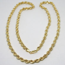 Cargar imagen en el visor de la galería, 18k yellow gold chain necklace 5 mm braid big rope link 23.6, made in Italy.