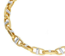 Load image into Gallery viewer, 18K YELLOW WHITE GOLD CHAIN BIG ALTERNATE OVAL SQUARE MARINER ROUNDED LINK 20".