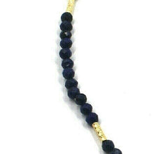 Load image into Gallery viewer, 18K YELLOW GOLD NECKLACE 17.3", 44cm FACETED ROUND 3mm LAPIS LAZULI WORKED TUBES.