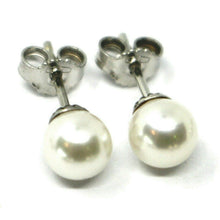 Load image into Gallery viewer, SOLID 18K WHITE GOLD STUDS EARRINGS, SALTWATER AKOYA PEARLS, DIAMETER 6.5/7 MM.