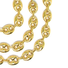 Load image into Gallery viewer, 18k yellow gold mariner chain big ovals 10 mm, 24 inches anchor rounded puffed necklace.