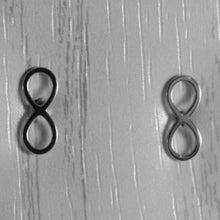 Cargar imagen en el visor de la galería, 18k white gold earrings with mini flat infinity symbol, infinite made in Italy.