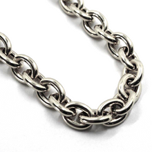 Cargar imagen en el visor de la galería, 18k white gold bracelet tubolar oval rolo puffed 8.5x10.5mm circle links, 7.9".