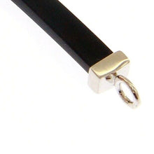 Load image into Gallery viewer, SOLID 18K ROSE WHITE GOLD BRACELET 4mm SQUARED TUBE PLATE AND BLACK RUBBER 8.3".