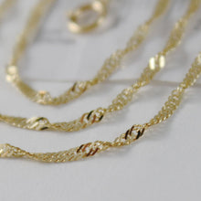 Load image into Gallery viewer, SOLID 18K YELLOW GOLD SINGAPORE BRAID ROPE CHAIN 16 INCHES, 2 MM MADE IN ITALY.
