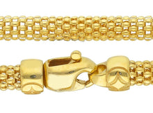 Cargar imagen en el visor de la galería, 18k yellow gold basket rounded big 5mm tubular basket popcorn chain necklace 18".