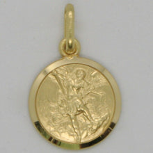 Load image into Gallery viewer, solid 18k yellow gold Saint Michael Archangel 13 mm very detailed medal, pendant.
