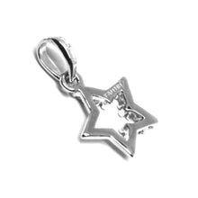 Cargar imagen en el visor de la galería, 18k white gold charm pendant, star with cubic zirconia, alternate.