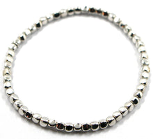 Load image into Gallery viewer, solid 18k white gold elastic bracelet, cubes diameter 3 mm 0.12", made in Italy.