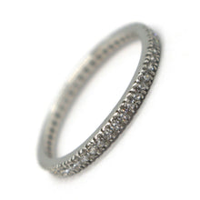 Cargar imagen en el visor de la galería, 18k white gold thin eternity band ring, white cubic zirconia, thickness 2 mm.