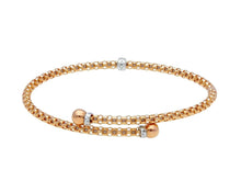 Charger l'image dans la galerie, 18k rose gold bypass bangle rigid basket popcorn tube bracelet 3mm, spheres.