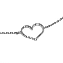 Load image into Gallery viewer, 18k white gold square rolo mini bracelet, 7.1 inches, openwork heart, Italy made.