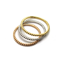 Load image into Gallery viewer, 3 x 18K YELLOW, WHITE & ROSE GOLD RING, SMALL THIN 1mm SPHERES BALLS ROW, SMOOTH.