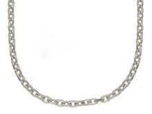 Load image into Gallery viewer, 18K WHITE GOLD SOLID CHAIN SQUARED CABLE 3.2mm OVAL LINKS, 20&quot; 50cm ITALY MADE.
