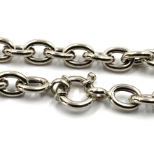 Load image into Gallery viewer, 18K WHITE GOLD CHAIN NECKLACE 17.7", ROUND CIRCLE ROLO BIG OVAL LINKS 8.5x6.5mm.