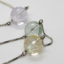 Charger l'image dans la galerie, 18k white gold necklace venetian chain faceted citrine amethyst prasiolite lemon.