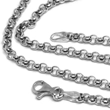 Charger l'image dans la galerie, 18k white gold rolo chain 2.5 mm, 24 inches, necklace, circles, made in Italy.