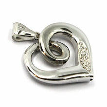 Load image into Gallery viewer, SOLID 18K WHITE GOLD PENDANT HEART, SPIRAL, KNOT, CUBIC ZIRCONIA, 20mm, 0.8".