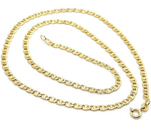 Cargar imagen en el visor de la galería, 18K YELLOW GOLD CHAIN FLAT NAVY MARINER WORKED LINK 3.5 MM, 20 INCHES ITALY MADE.