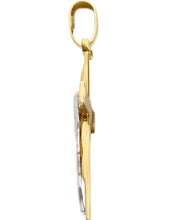 Load image into Gallery viewer, 18K YELLOW WHITE GOLD SQUARED SMOOTH CROSS PENDANT, WITH JESUS CHRIST, BIG 40mm.