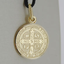 Load image into Gallery viewer, solid 18k yellow gold St Saint Benedict 17 mm medal pendant with Cross.