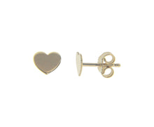 Load image into Gallery viewer, SOLID 18K WHITE GOLD EARRINGS FLAT HEART, SHINY, SMOOTH, 8x6mm, MADE IN ITALY.