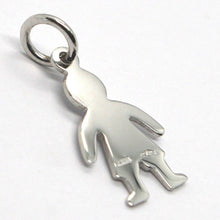 Charger l'image dans la galerie, 18k white gold luster pendant with flat boy baby, kid, made in Italy, charm.