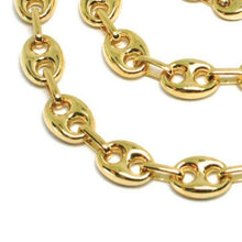 Load image into Gallery viewer, 18k yellow gold mariner chain big ovals 8 mm, 24 inches, anchor rounded puffed necklace.