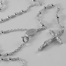 Load image into Gallery viewer, 18k white gold rosary necklace miraculous Mary medal & Jesus cross made in Italy.