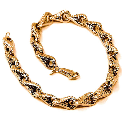 18k rose gold bracelet, big rounded diamond cut infinity alternate drops 7 mm.
