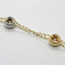 Load image into Gallery viewer, 18K YELLOW WHITE GOLD BRACELET FINELY WORKED 8 MM CIRCLES & ROLO LINK 7.9 INCHES.