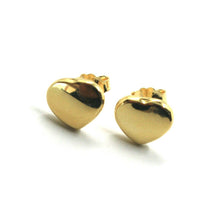 Load image into Gallery viewer, 18K YELLOW GOLD ROUNDED 9mm HEART EARRINGS, BUTTERFLY CLOSURE, MADE IN ITALY.
