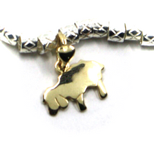 Load image into Gallery viewer, 925 STERLING SILVER TUBES CUBES BRACELET, 9K YELLOW GOLD 10mm SHEEP PENDANT.