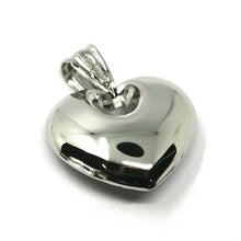 Load image into Gallery viewer, 18k white gold rounded heart pendant, rays and smooth, 1.4 cm, 0.55", two faces.